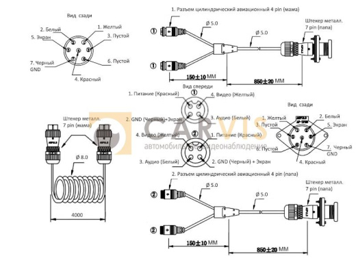 Кабель 2×4-pin (мама) — 2×4-pin (папа) спиральный, 6 метров